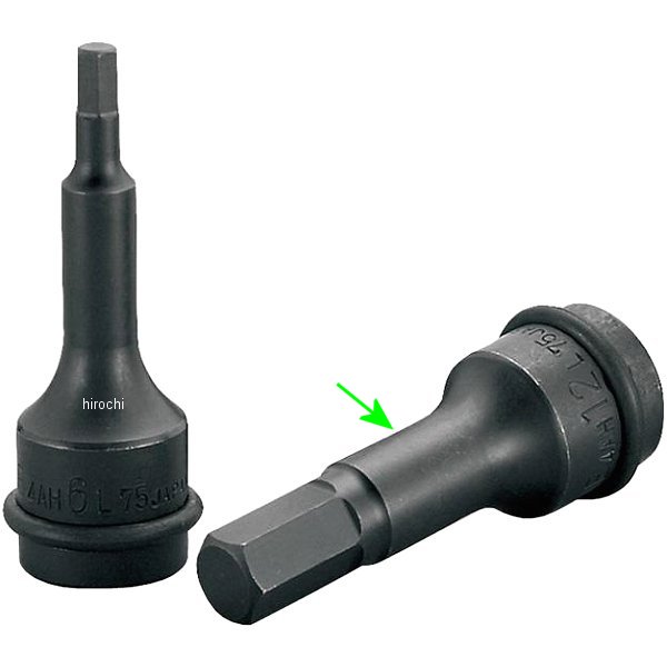 インパクト用 セミロングヘキサゴンソケット 対辺 12mm 長さ 75mm 差込角 12.7mm (1/2インチ)