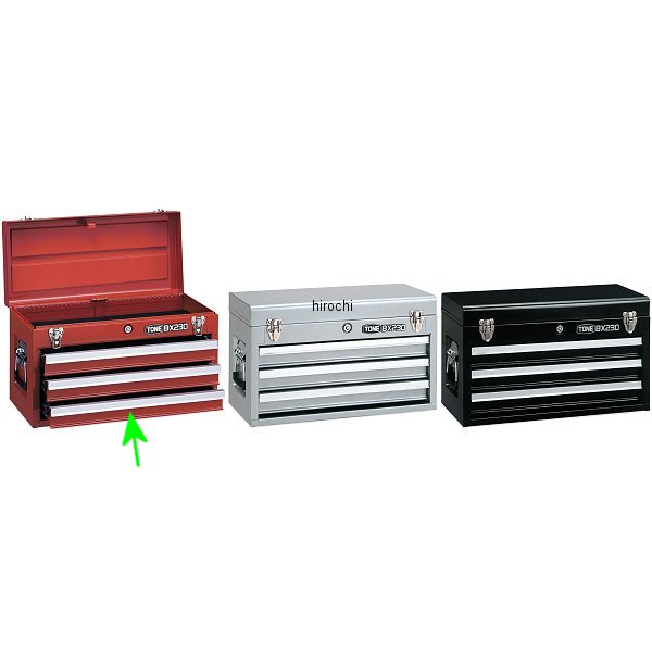 ツールチェスト 3段引出し 長さ508mm 幅232mm 高さ302mm 赤