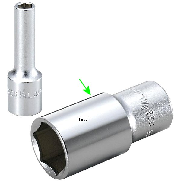 ディープソケット(6角) インチ 対辺 3/4インチ 長さ 54mm 差込角 9.5mm (3/8インチ)