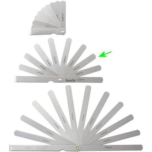 シクネスゲージ(9枚組) 0404 0.05 0.06 0.07 0.08 0.1 0.15 0.2 0.3 長さ 81mm