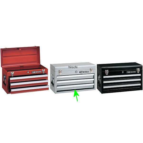 ツールチェスト 3段引出し 長さ508mm 幅232mm 高さ302mm シルバー