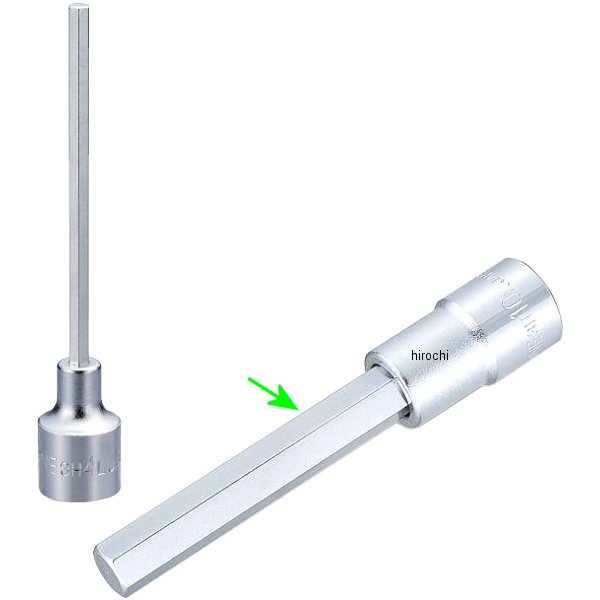 ロングヘキサゴンソケット 対辺 10mm 長さ 100mm 差込角 9.5mm (3/8インチ)
