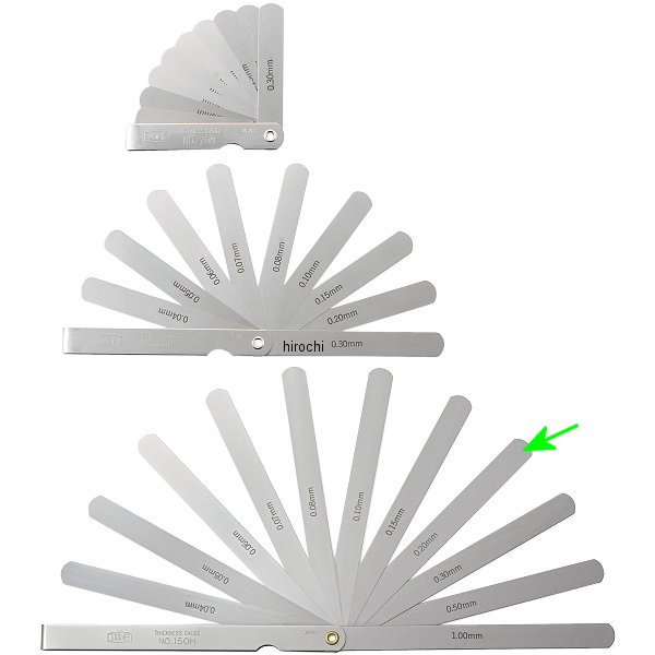 シクネスゲージ(11枚組) 0.04 0.05 0.06 0.07 0.08 0.1 0.15 0.2 0.3 0.5 1.0 長さ 136mm