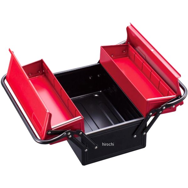 ツールケース V形 2段式 両開き Sサイズ 長さ396mm 幅220mm 高さ290mm 赤 黒