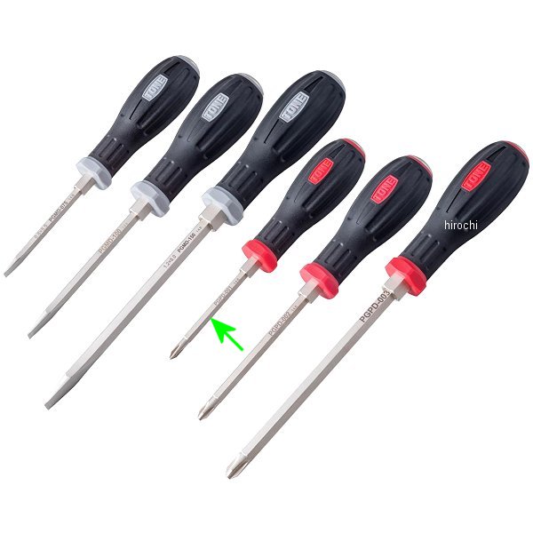 パワーグリップドライバー (貫通) (+) No.1 長さ 75mm 赤