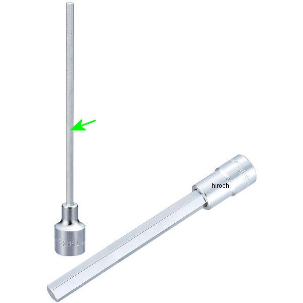 超ロングヘキサゴンソケット 対辺 4mm 長さ 150mm 差込角 9.5mm (3/8インチ)