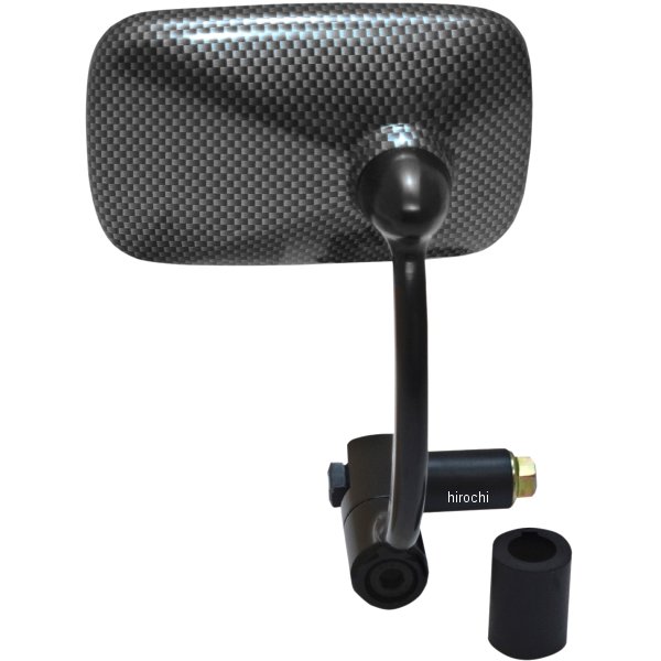 バーエンドミラー 22mm 長方形 カーボン(1個売り)