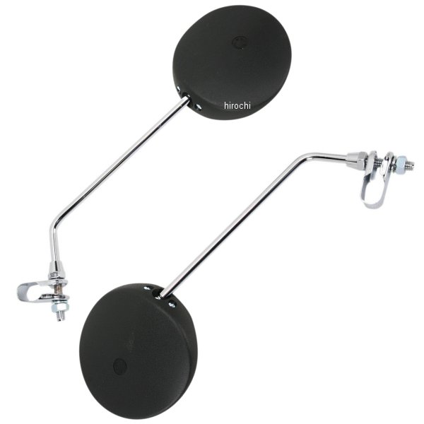 ミラー 補修用 ジャイロ スクーピー用 9インチステム ラウンド 黒(左右ペア)