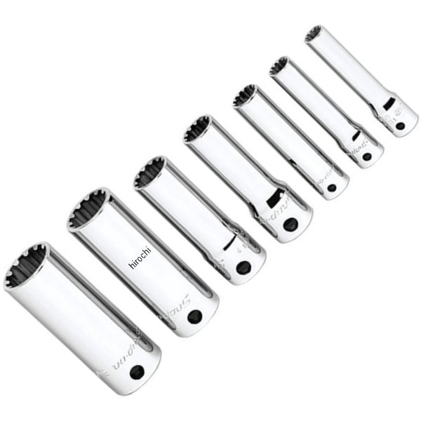 ソケット ディープ スプライン 1/4"-3/8" ドライブ 7個セット