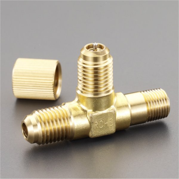 F1/4"xF1/4"xNPT1/8" T型アクセスバルブ