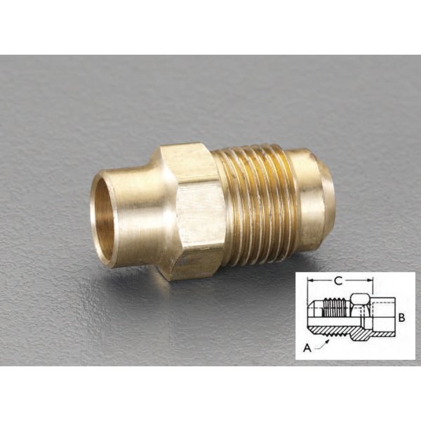 F1/4"x3/8" フレアハーフユニオン(ロウ付型)