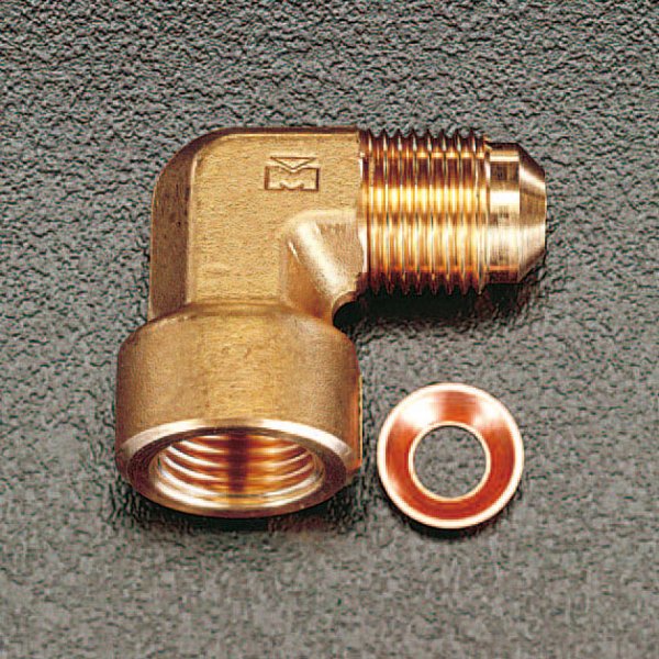 F1/4"xF1/4" フレアーエルボ(銅パッキン付)