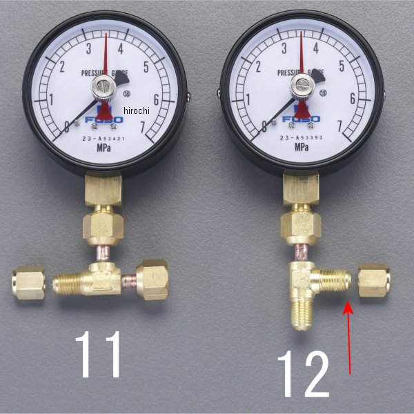 0-7MPa 置針式圧力計(アダプター付/タテ型)