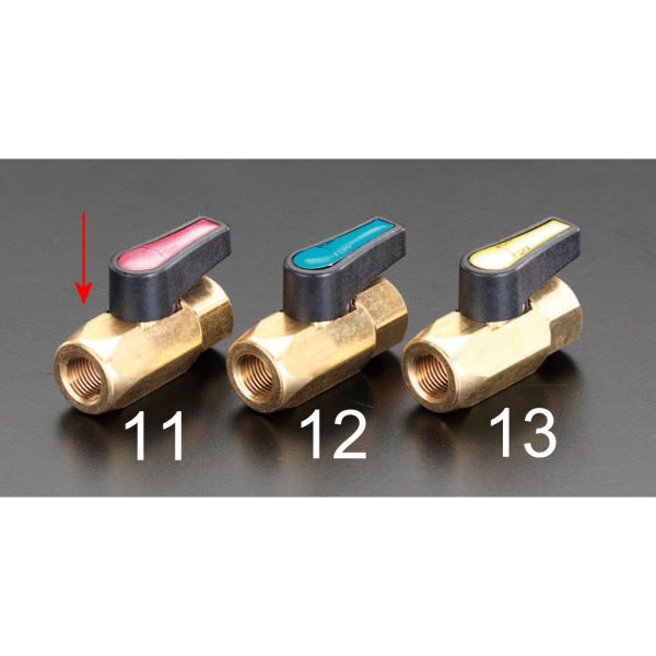 NPT1/8"xNPT1/8" ボールバルブ(赤)