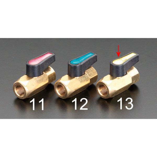 NPT1/8"xNPT1/8" ボールバルブ(黄)