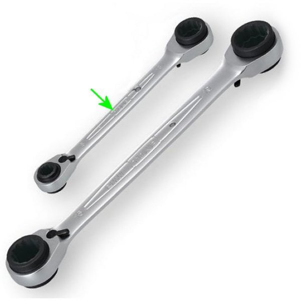 4ウェイラチェット めがねレンチ 両口 対辺 8-13mm 長さ 150mm