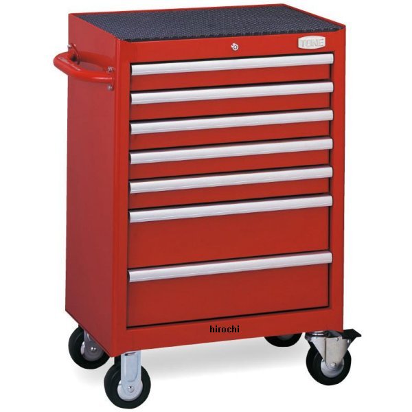 ローラーキャビネット 7段引出し 長さ676mm 幅459mm 高さ955mm 赤