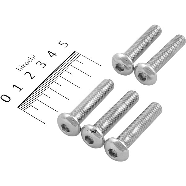 六角穴付きボタンボルト 5/16"x 18 x 1.5インチ(38mm) クローム (5個入り)