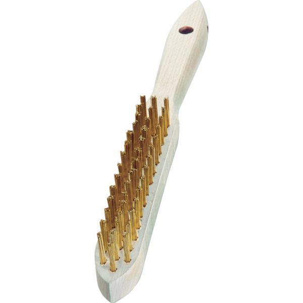 剣先３行　木柄ハンドブラシ　真鍮メッキ線