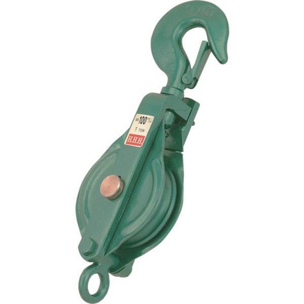 ＨＨＨ　強力型滑車一車スナッチ　フック型７５ｍｍ