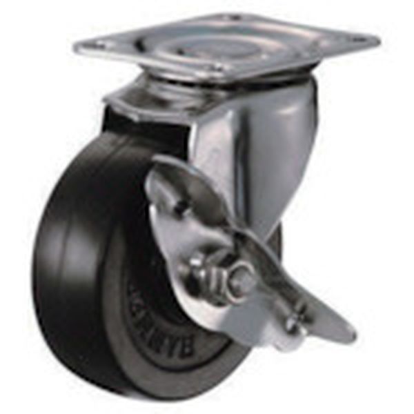 オールステンレス　Ｓ型自在　ＳＰ付　ゴム車７５ｍｍ