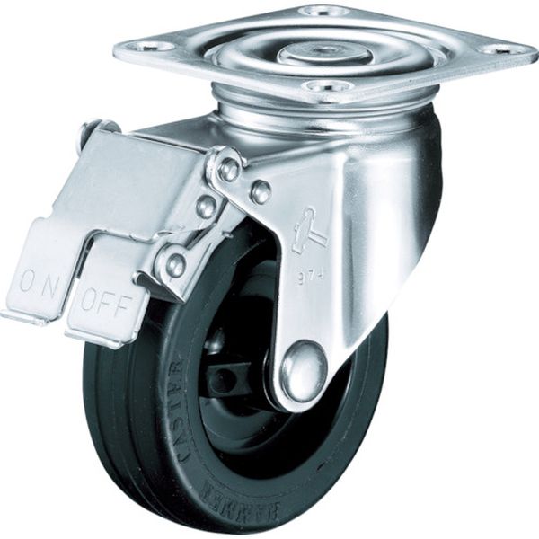 オールステンレス　Ｓ型自在　ＳＰ付　ゴム車１００ｍｍ