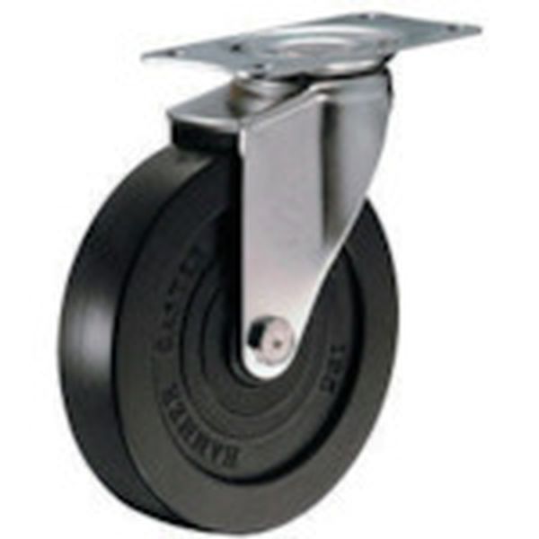 オールステンレス　Ｅ型自在　ゴム車１２５ｍｍ