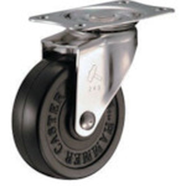 オールステンレス　Ｅ型自在　ゴム車６５ｍｍ