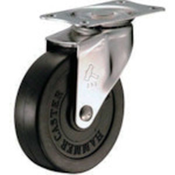 オールステンレス　Ｅ型自在　ゴム車７５ｍｍ