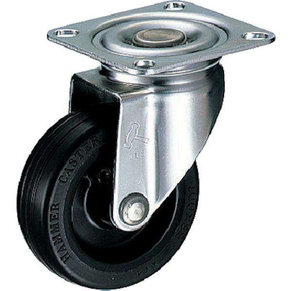 オールステンレス　Ｓ型自在　ゴム車１００ｍｍ