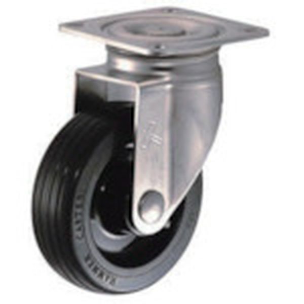 オールステンレス　Ｓ型自在　ゴム車１２５ｍｍ