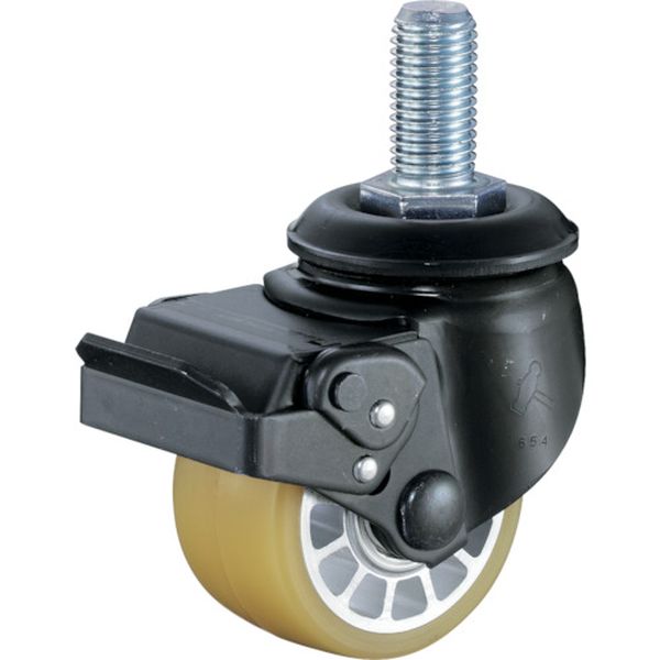 低床式重荷重用ねじ式ＳＰ付ウレタン車Ｂ入り７５ｍｍＭ２０ＸＰ２．５