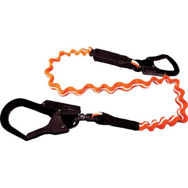 ＫＨ　じゃばら式ランヤード　タフアルミ自在環－小フック　１５００ｍｍ　橙／反射