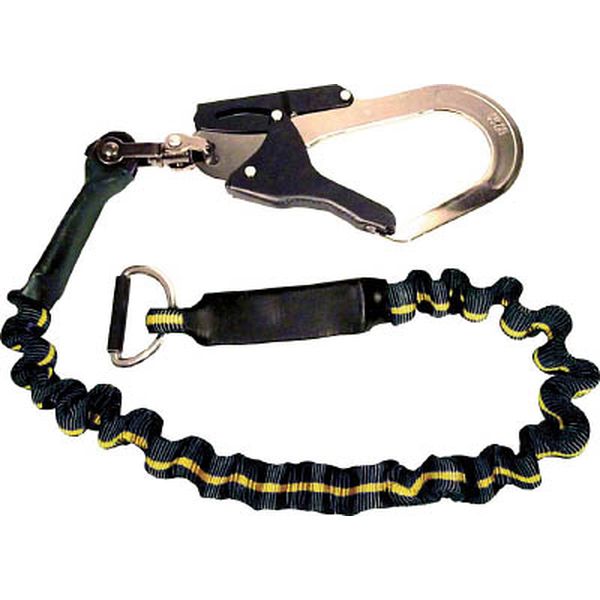 ＫＨ　じゃばら式ランヤード　タフアルミ自在環－Ｄ環　１５００ｍｍ　黒／黄