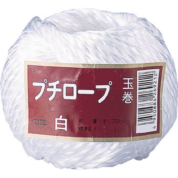 石本　プチロープ玉巻　３０ｍ　白