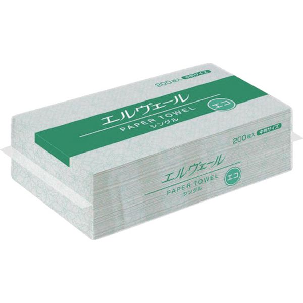 エリエール　エルヴェールペーパータオルエコシングル２００枚中判