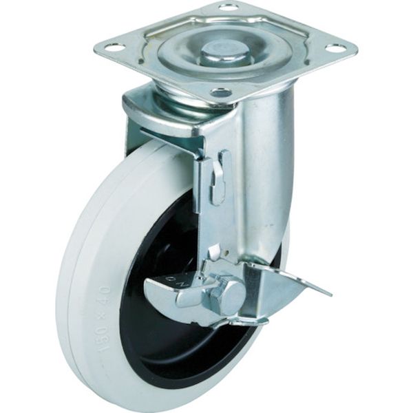 エアーキャスター（自在車ストッパー付）　１５０ｍｍ　ホワイトゴム車