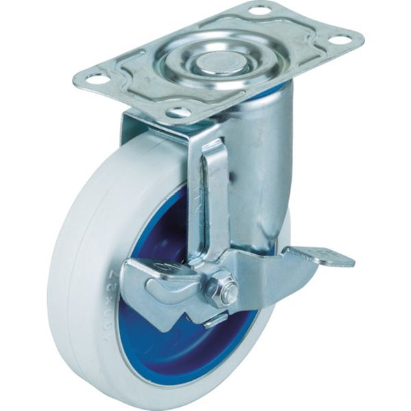 エアーキャスター（自在車ストッパー付）　７５ｍｍ　ホワイトゴム車