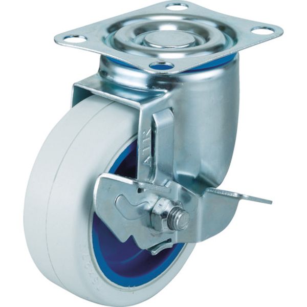 エアーキャスター（自在車ストッパー付）　７５ｍｍ　ホワイトゴム車