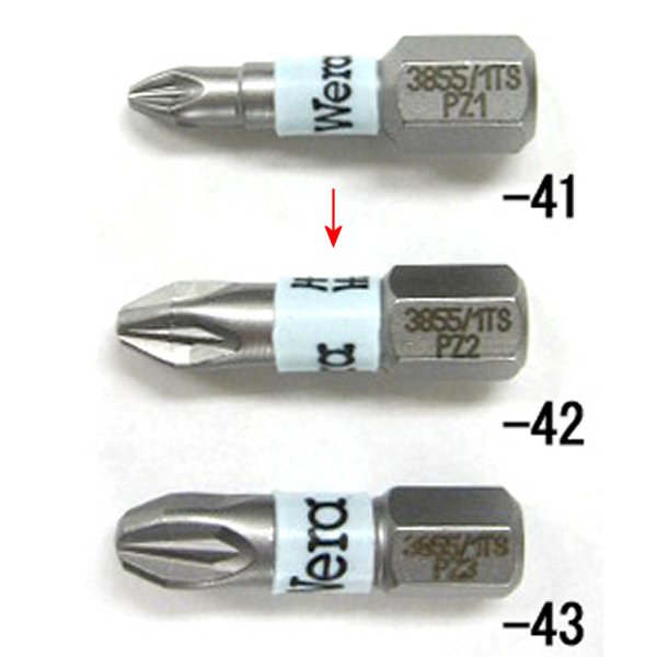 #2x25mm Pozidriv ドライバービット(ステンレス製)
