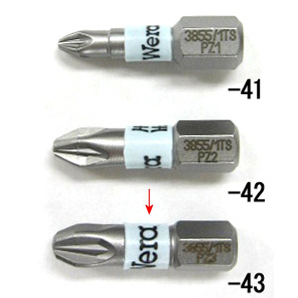 #3x25mm Pozidriv ドライバービット(ステンレス製)