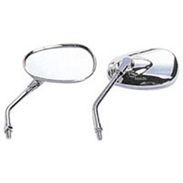 ミラー 楕円型 メッキ 10mm逆ネジ 右側