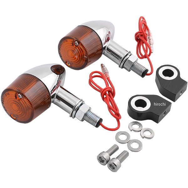 ティアドロップ ウインカー 2個入りキット バルブ無し 6V 12V モンキー、ゴリラ クローム/オレンジ