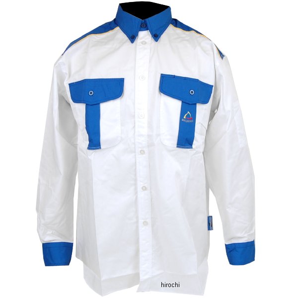 IK-931 インストラクターYシャツ(長袖) 白/青 Sサイズ