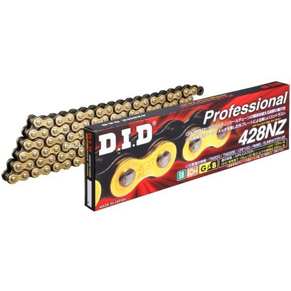 チェーン 428NZ ノンシール シリーズ ゴールド/黒 78L クリップ
