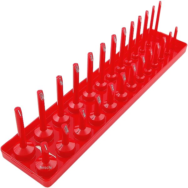 ポスト付きソケットホルダー 3/8インチ ドライブ レッド (1/4インチ-1インチ サイズの範囲)