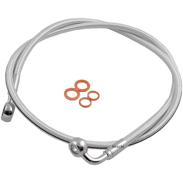 フロント ブレーキライン 7/16インチ/180°44インチ(1118mm) クローム