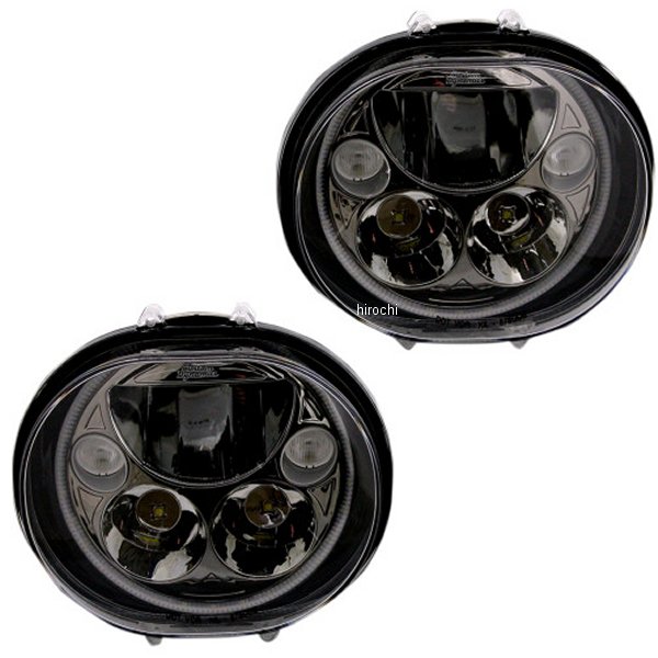 カスタム ダイナミクス LED ヘッドライト 5.75インチ 04年-13年 FLTR 黒(左右ペア)