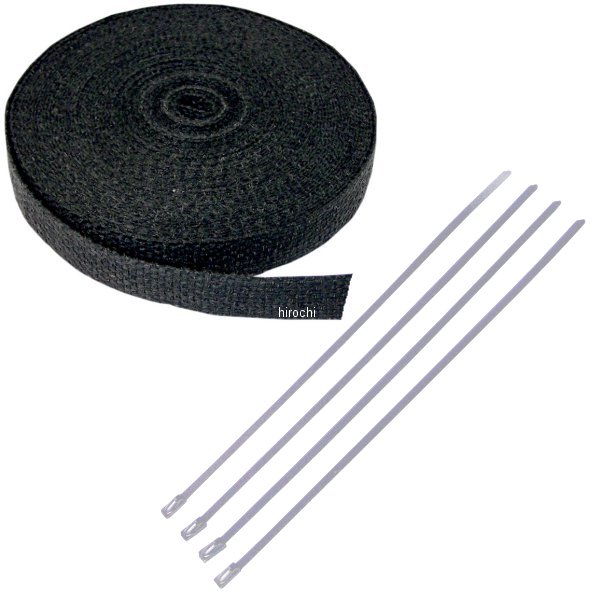 マフラー用ラップ 1インチ x 50フィート 黒 シルバータイラップ