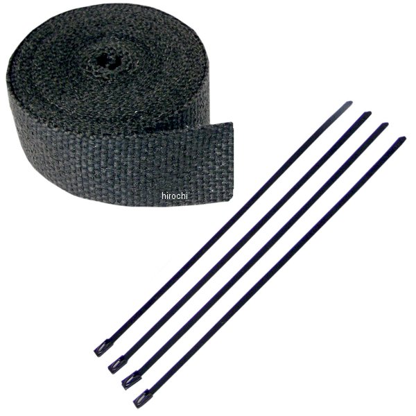 マフラー用ラップ 2インチ x 25フィート 黒 黒タイラップ